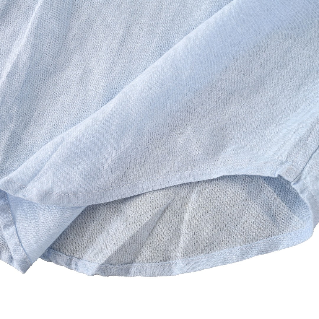 Linen Button-Down Shirt Light Blue