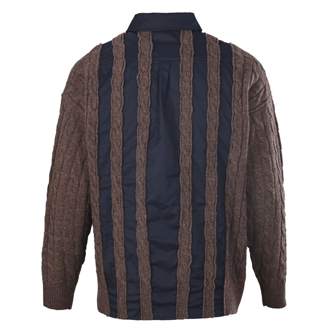 Cable-Knit Hybrid Navy Brown