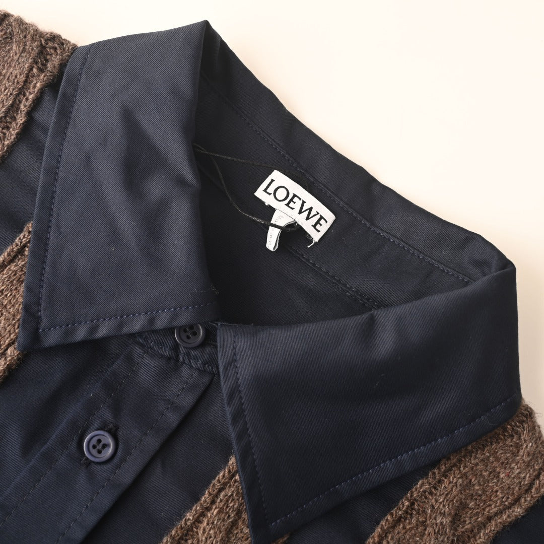 Cable-Knit Hybrid Navy Brown