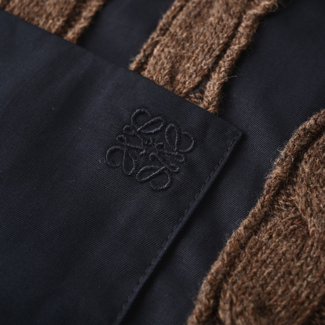 Cable-Knit Hybrid Navy Brown