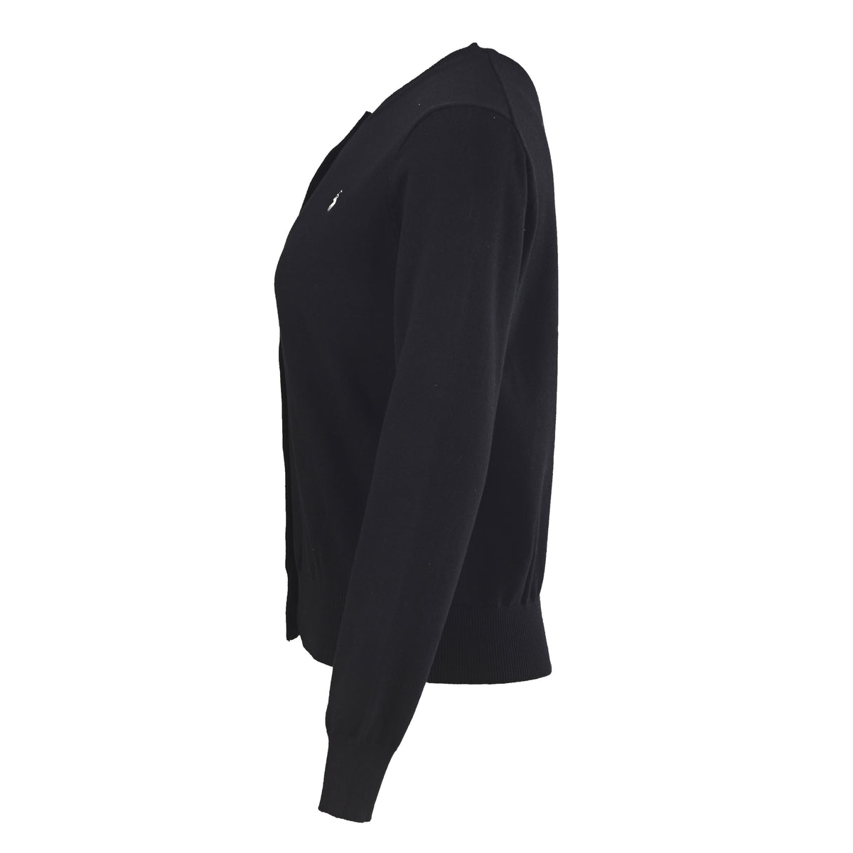 Stretch Cotton-Blend Crewneck Cardigan Polo Black