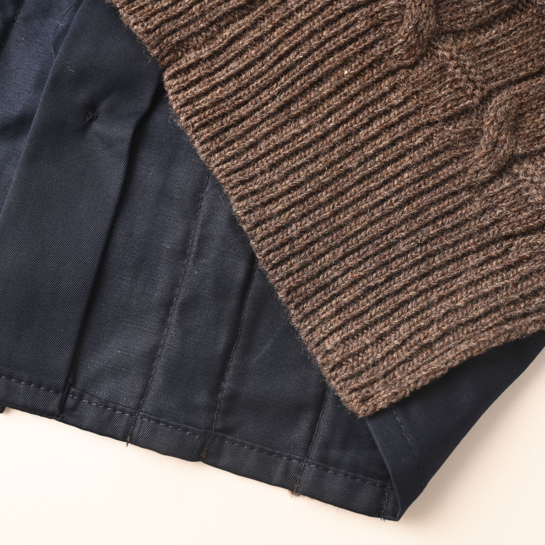 Cable-Knit Hybrid Navy Brown