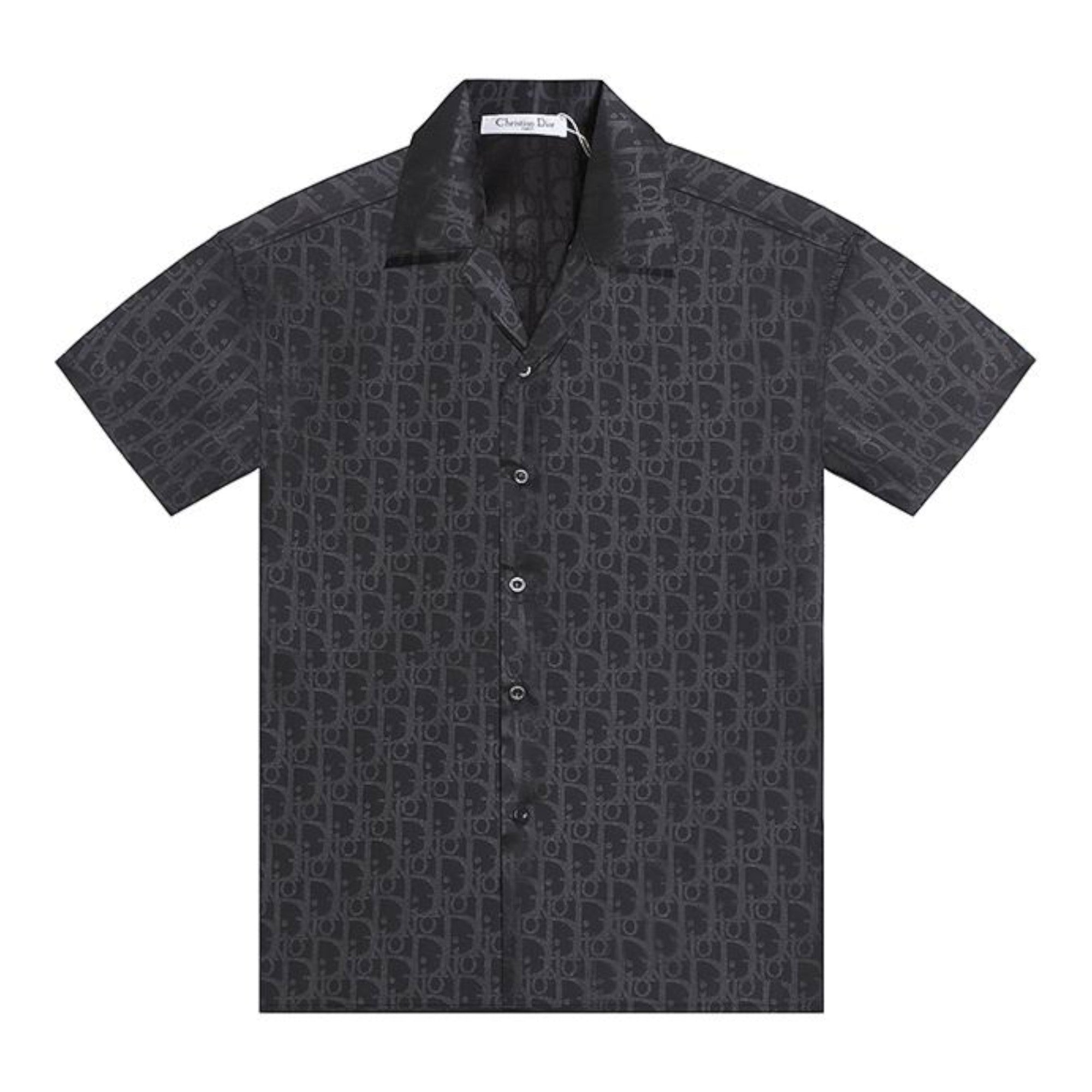 Oblique Monogram Silk Hawaiian Shirt Black