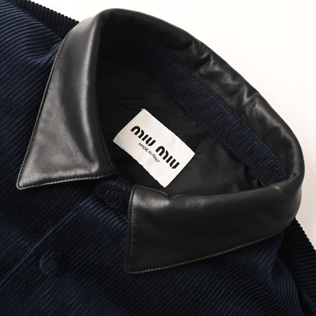 Corduroy-Collar Navy Blue