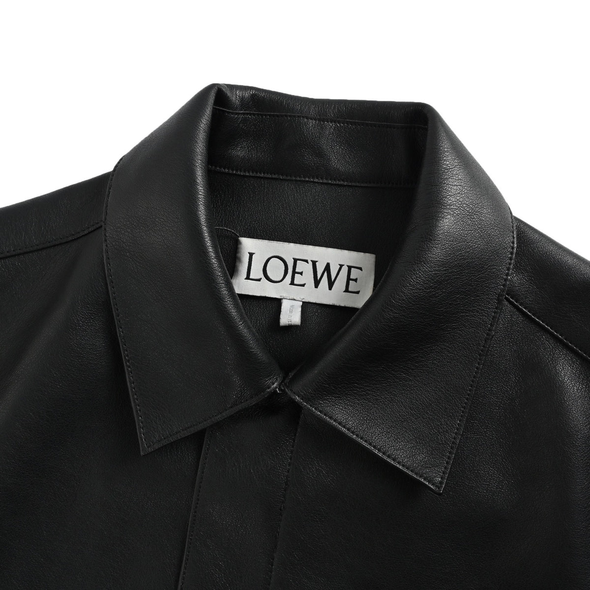 Debossed Anagram Leather Overshirt Black