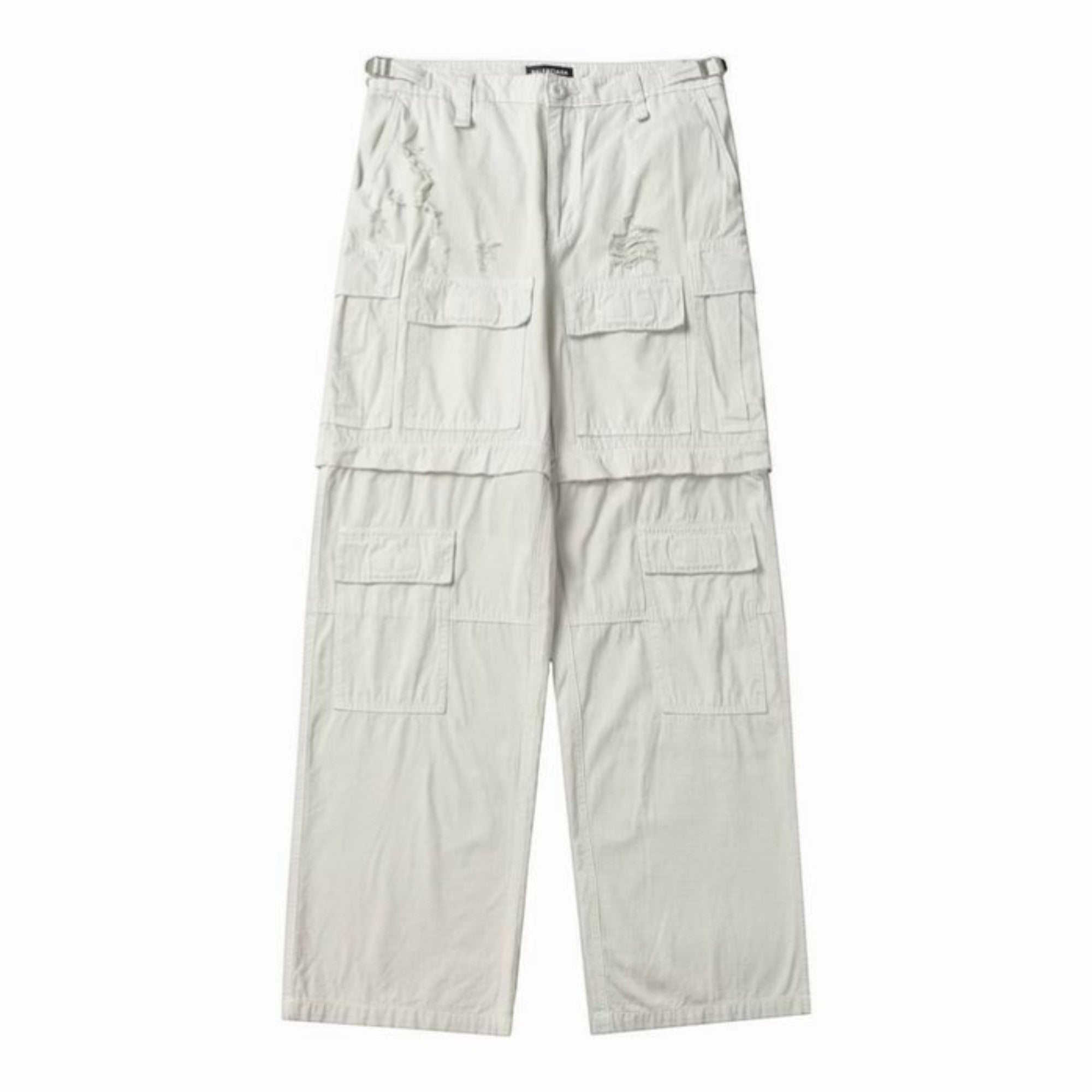 Convertible Distressed Cargo Trousers Light Beige