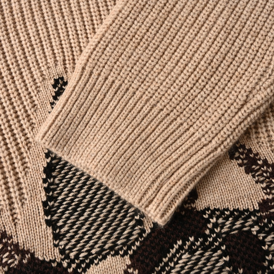 Graphic Knitted Crewneck Pebble Beige