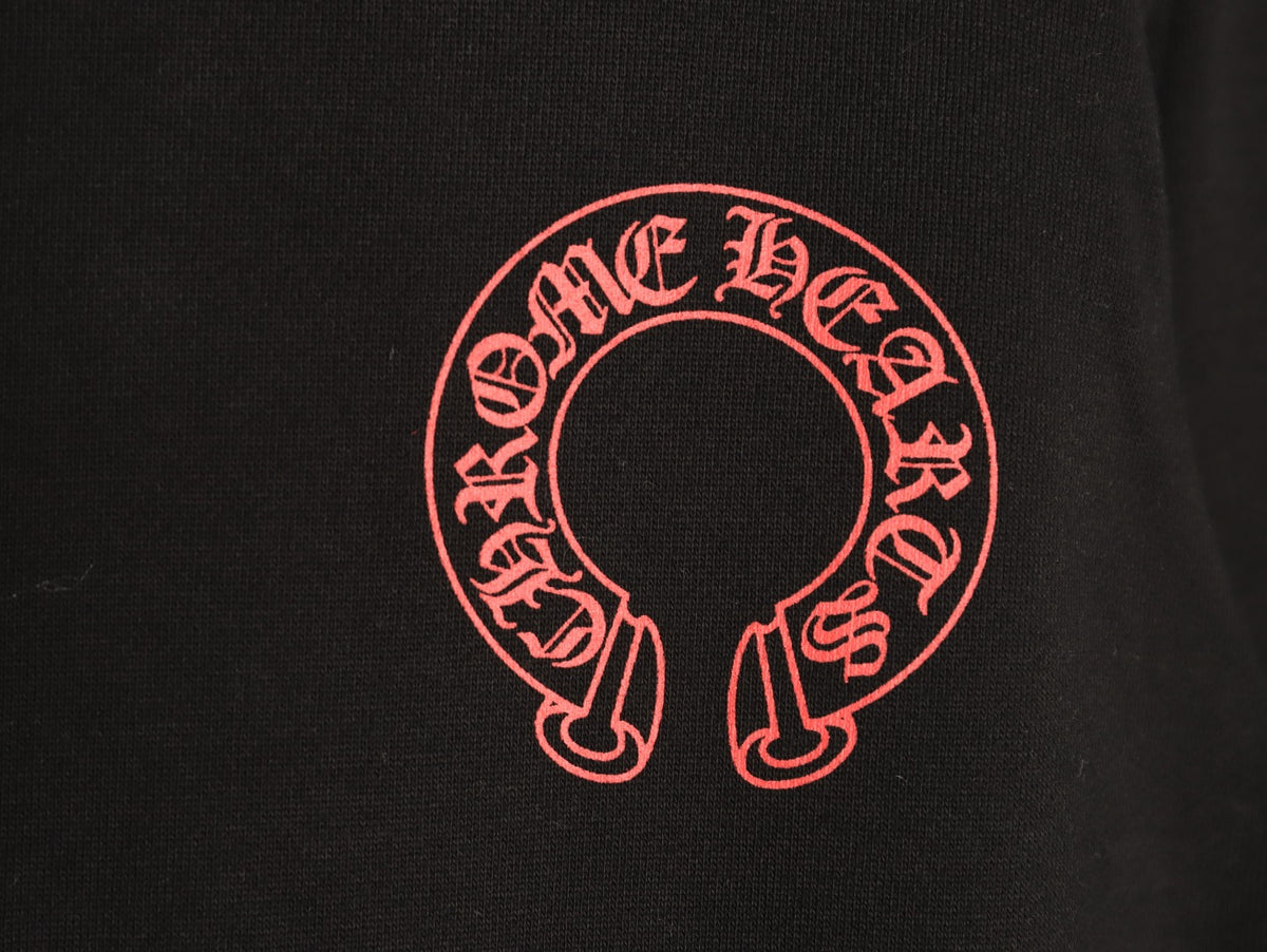 Horseshoe Floral Hoodie Black & Red