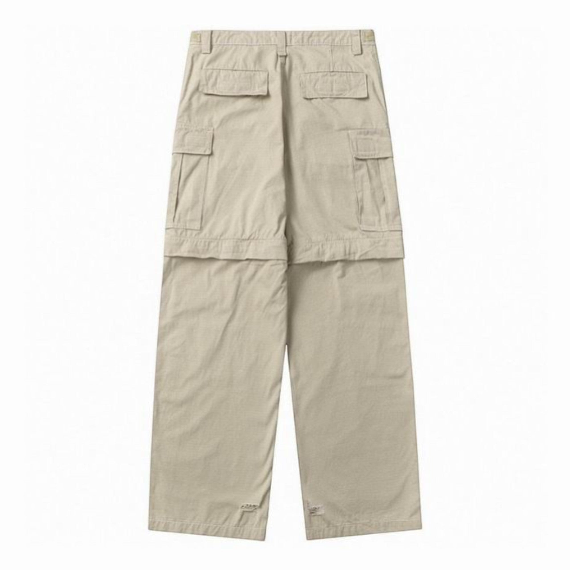 Distressed Large Cargo Pants Beige