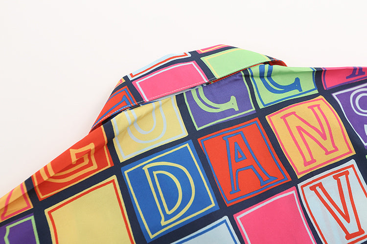 Letter Block Silk Print Multicolor