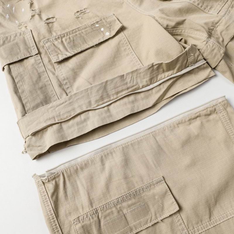 Distressed Large Cargo Pants Beige