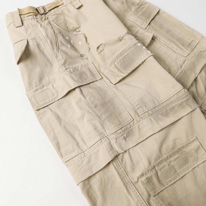 Distressed Large Cargo Pants Beige