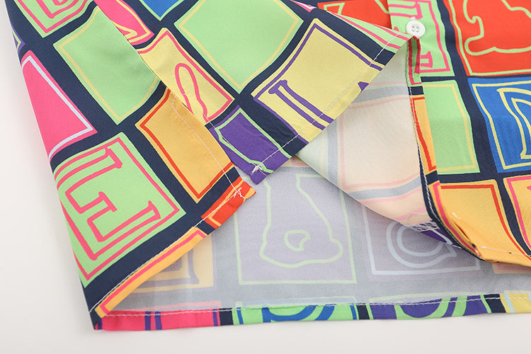 Letter Block Silk Print Multicolor