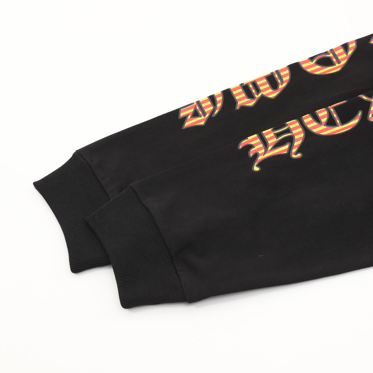 Orange Script Long Sleeve Pocket T-Shirt Black