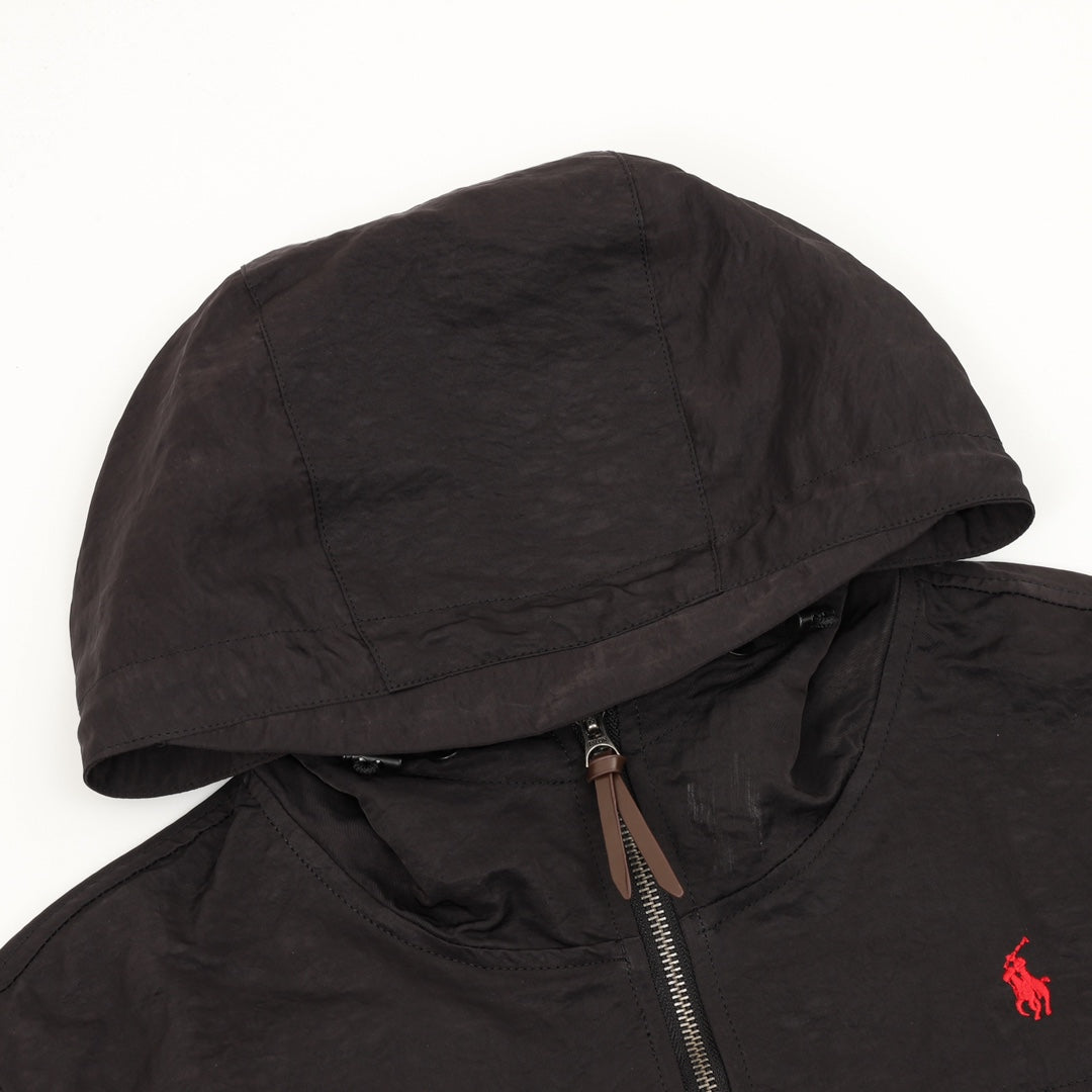 Water-Resistant Hooded Jacket Black