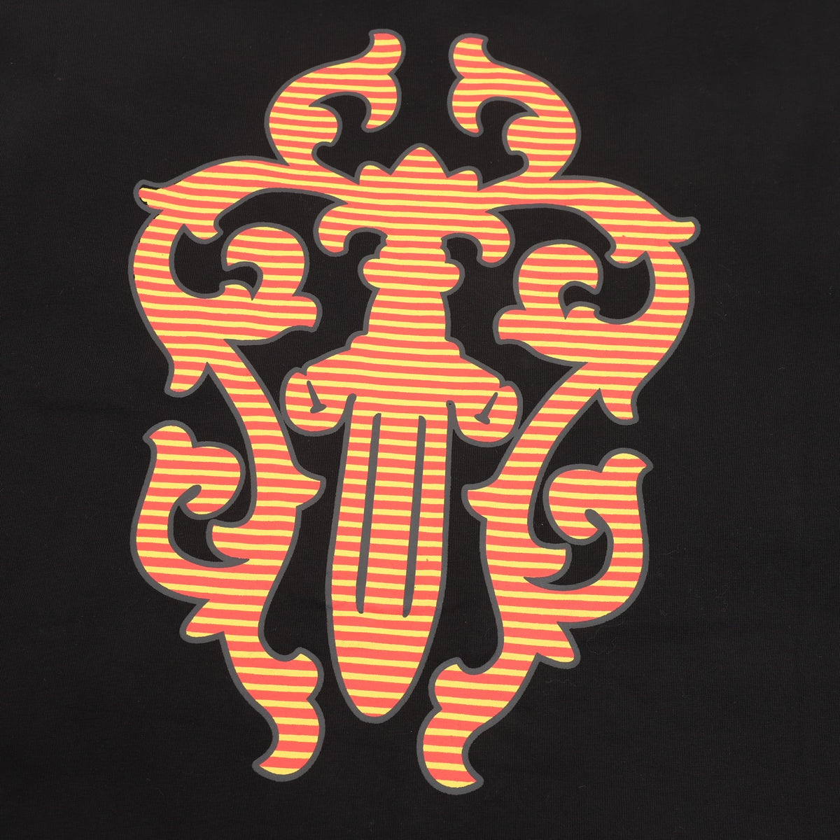 Orange Script Long Sleeve Pocket T-Shirt Black