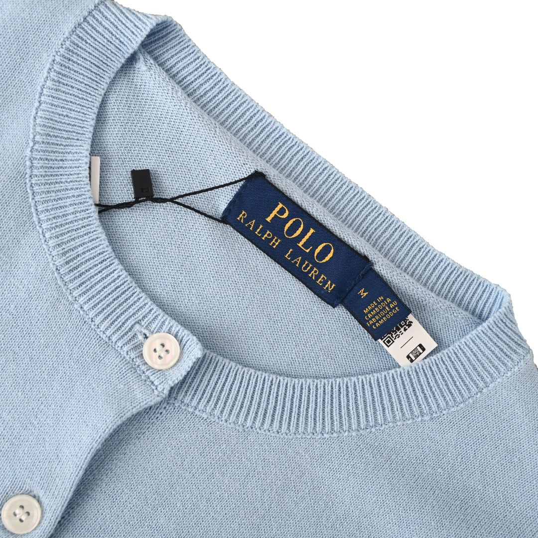 Slim-Fit Cotton-Blend Crewneck Cardigan Light Blue