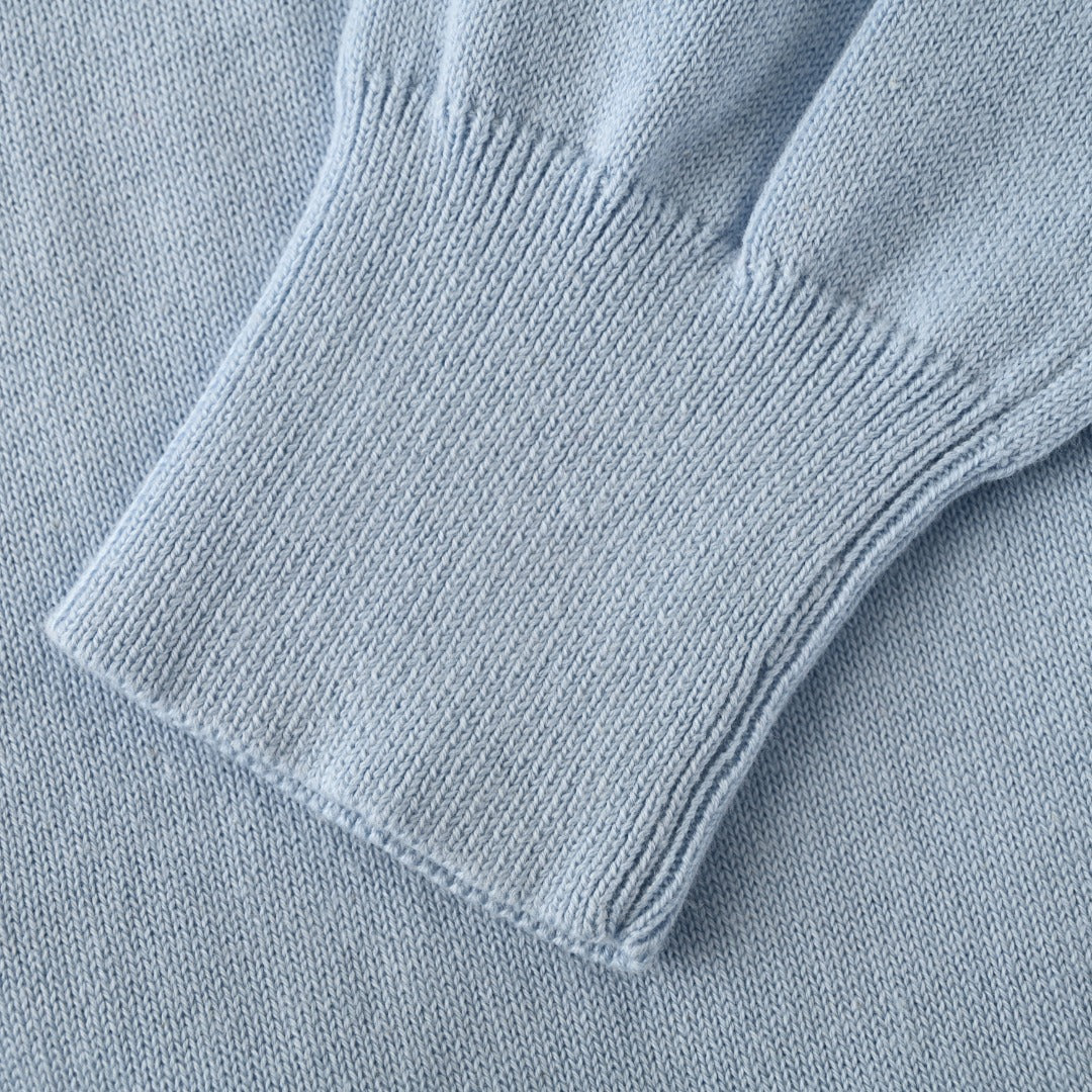 Slim-Fit Cotton-Blend Crewneck Cardigan Light Blue