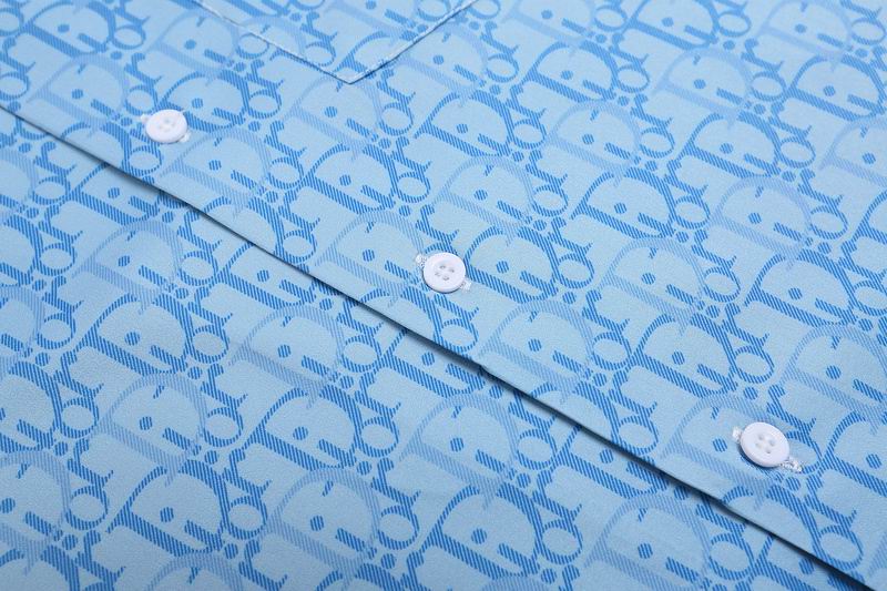 Oblique Monogram Silk Hawaiian Shirt Sky Blue