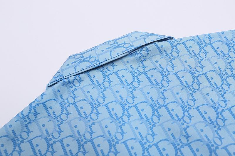 Oblique Monogram Silk Hawaiian Shirt Sky Blue