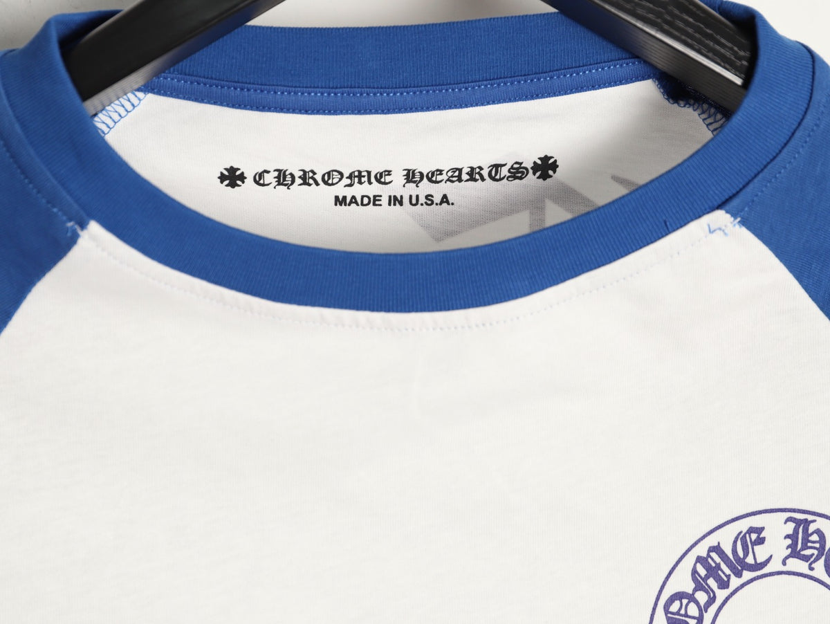 Horseshoe Baseball Long Sleeve T-Shirt White & Blue