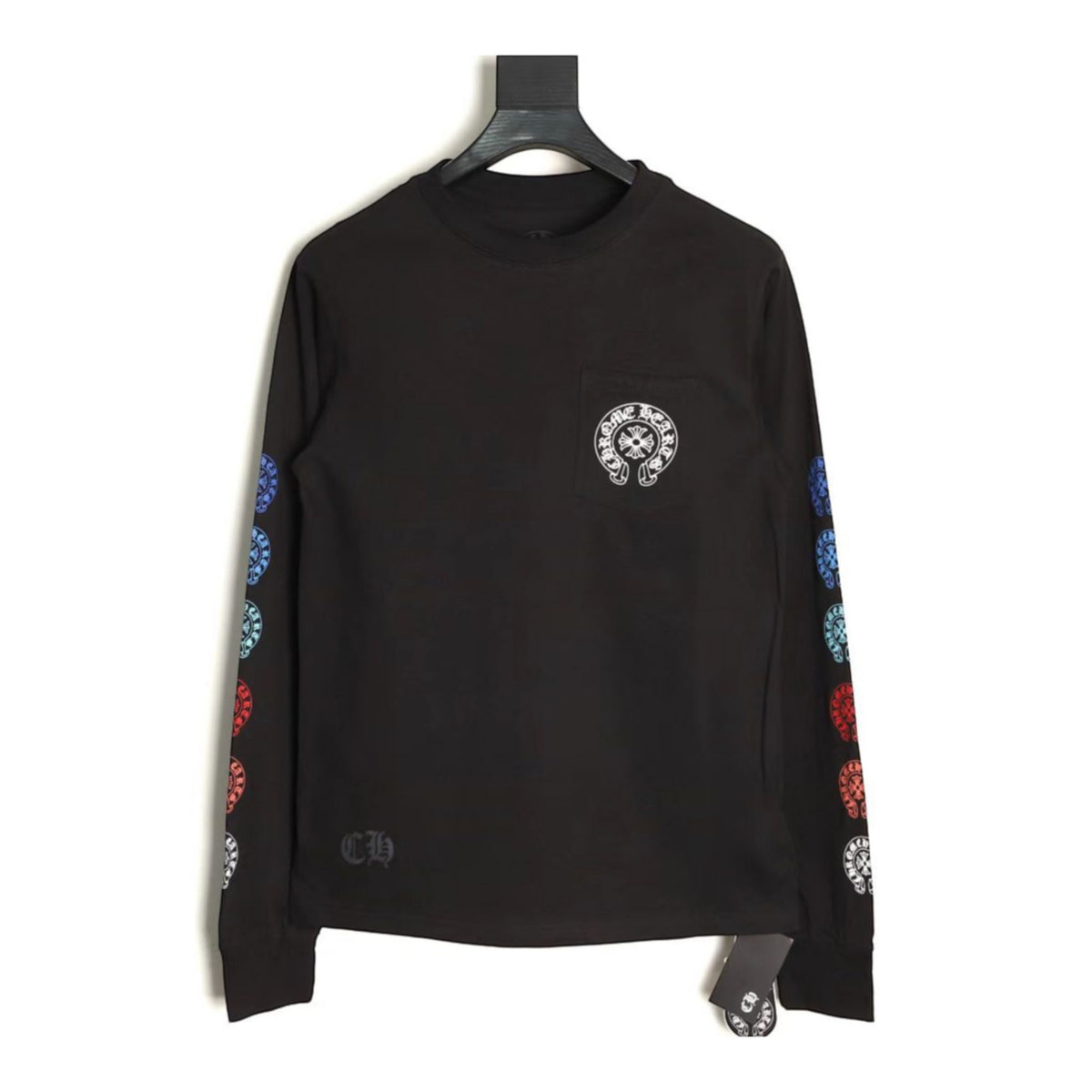 Multicolor Horseshoe Long Sleeve T-Shirt Black