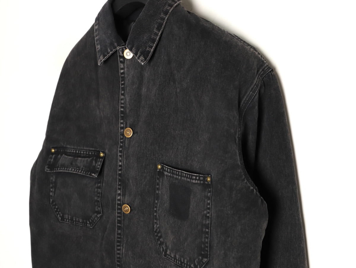 Contrast Collar Washed Black