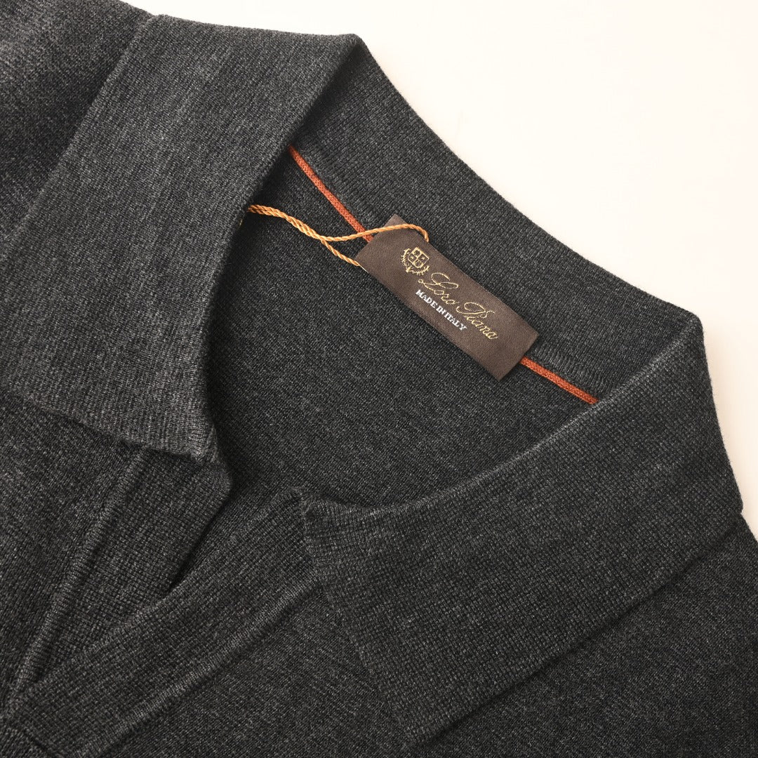 Open Polo Charcoal Grey
