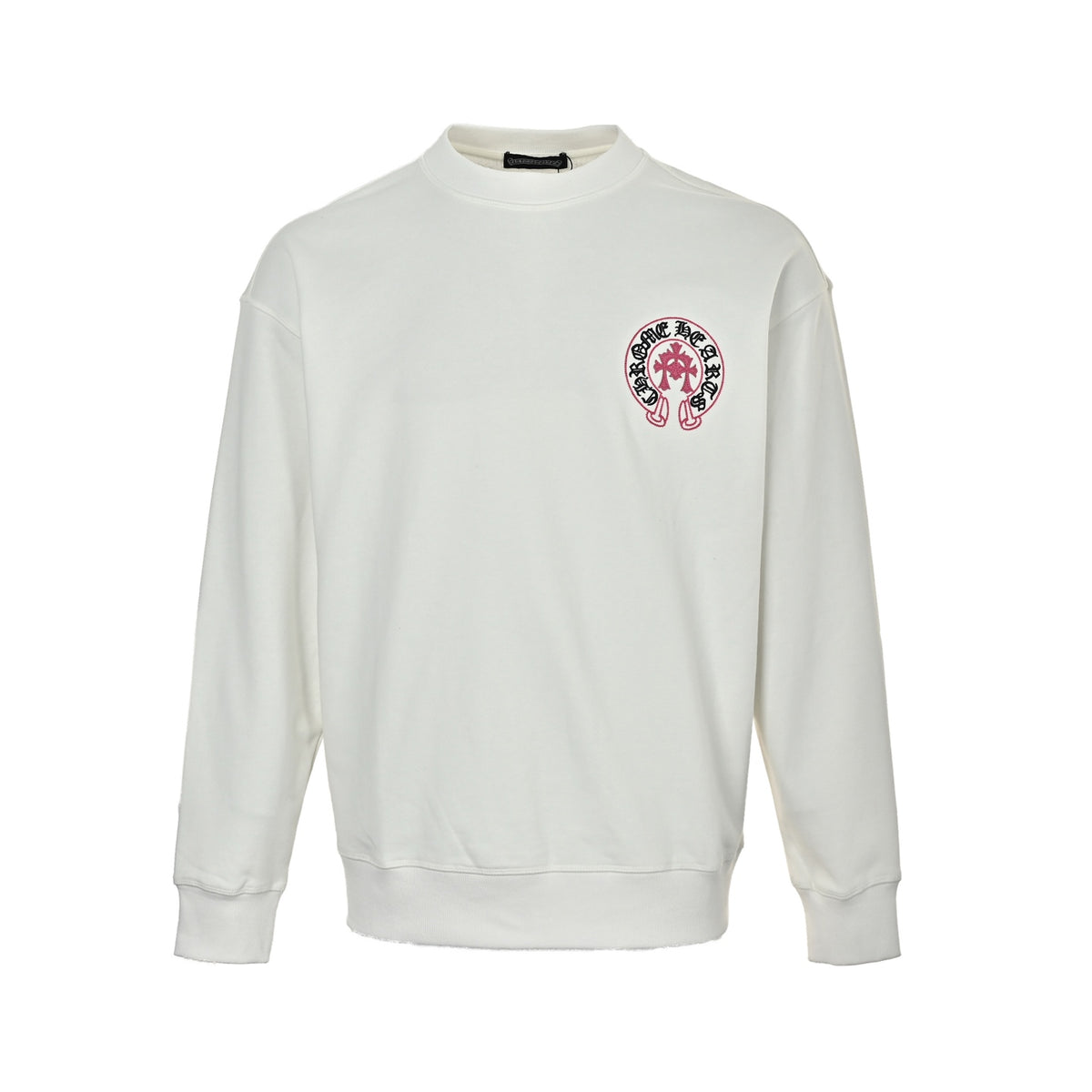 Pink Horseshoe Cross Logo Crewneck Sweatshirt White