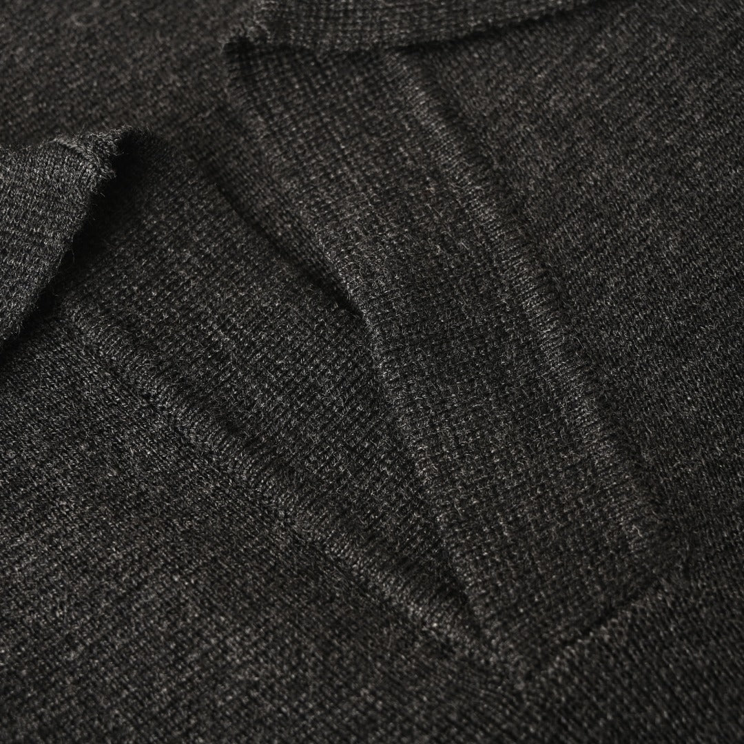 Open Polo Charcoal Grey