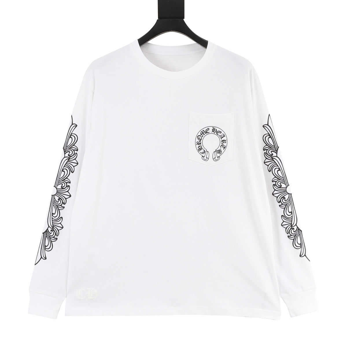 Floral Horseshoe Long Sleeve T-Shirt White