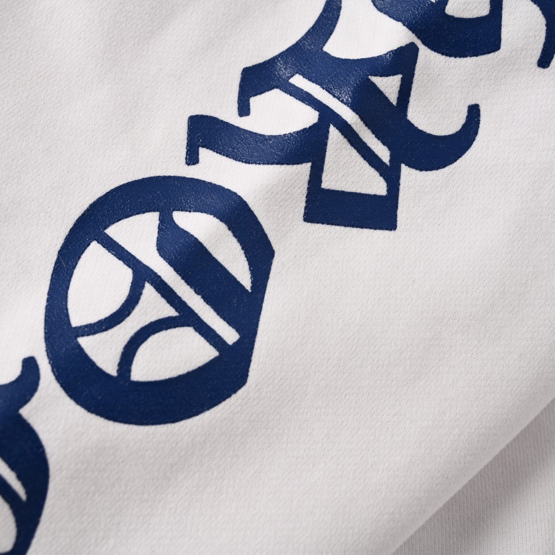 Vertical Logo Zip-Up Hoodie White & Blue