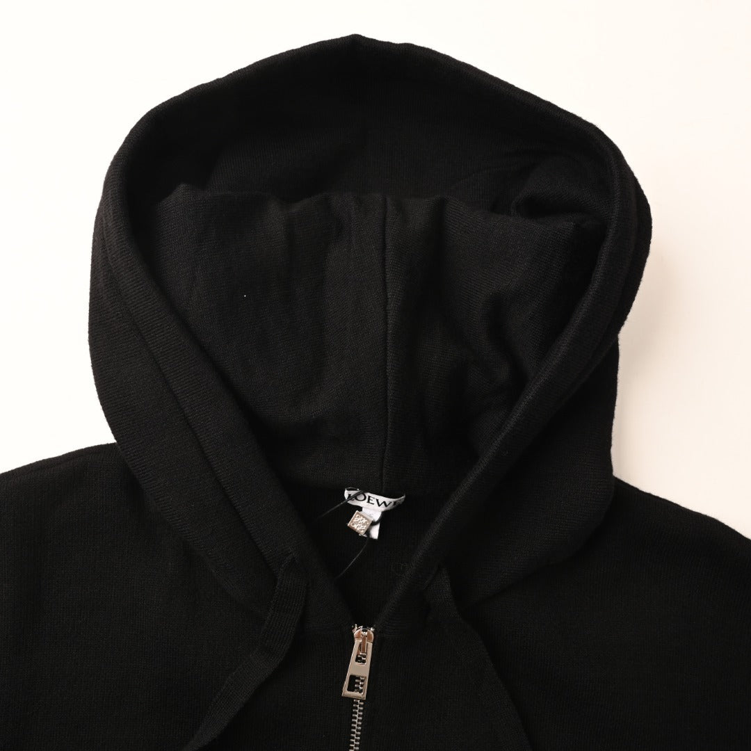 Anagram Zip-Up Hoodie Black