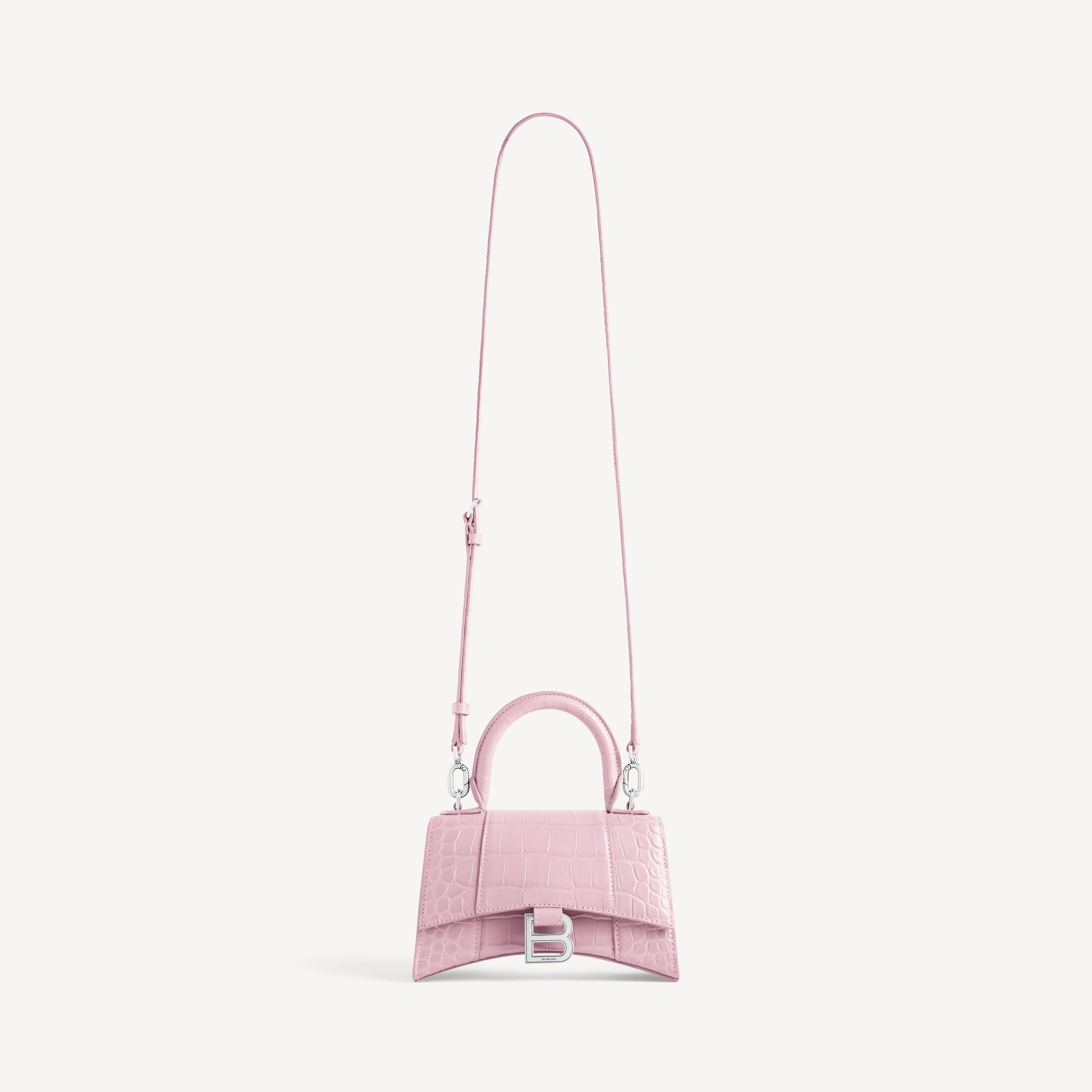 Balenciaga Hourglass XS Handbag in Crocodile-Embossed Calfskin