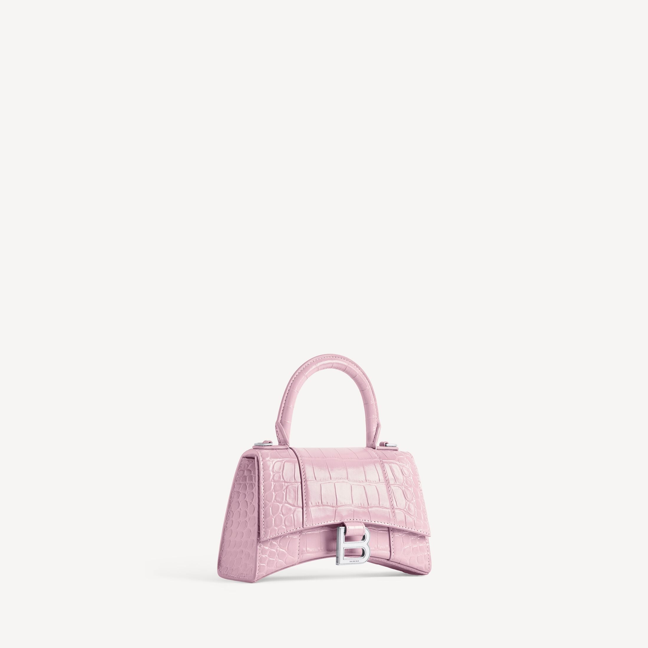 Balenciaga Hourglass XS Handbag in Crocodile-Embossed Calfskin