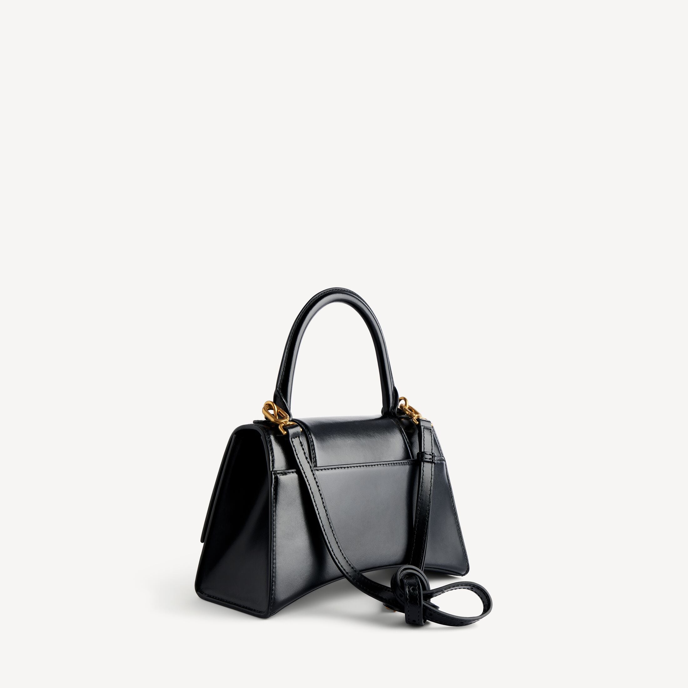 Balenciaga Hourglass Small Handbag in Black Shiny Box Calfskin