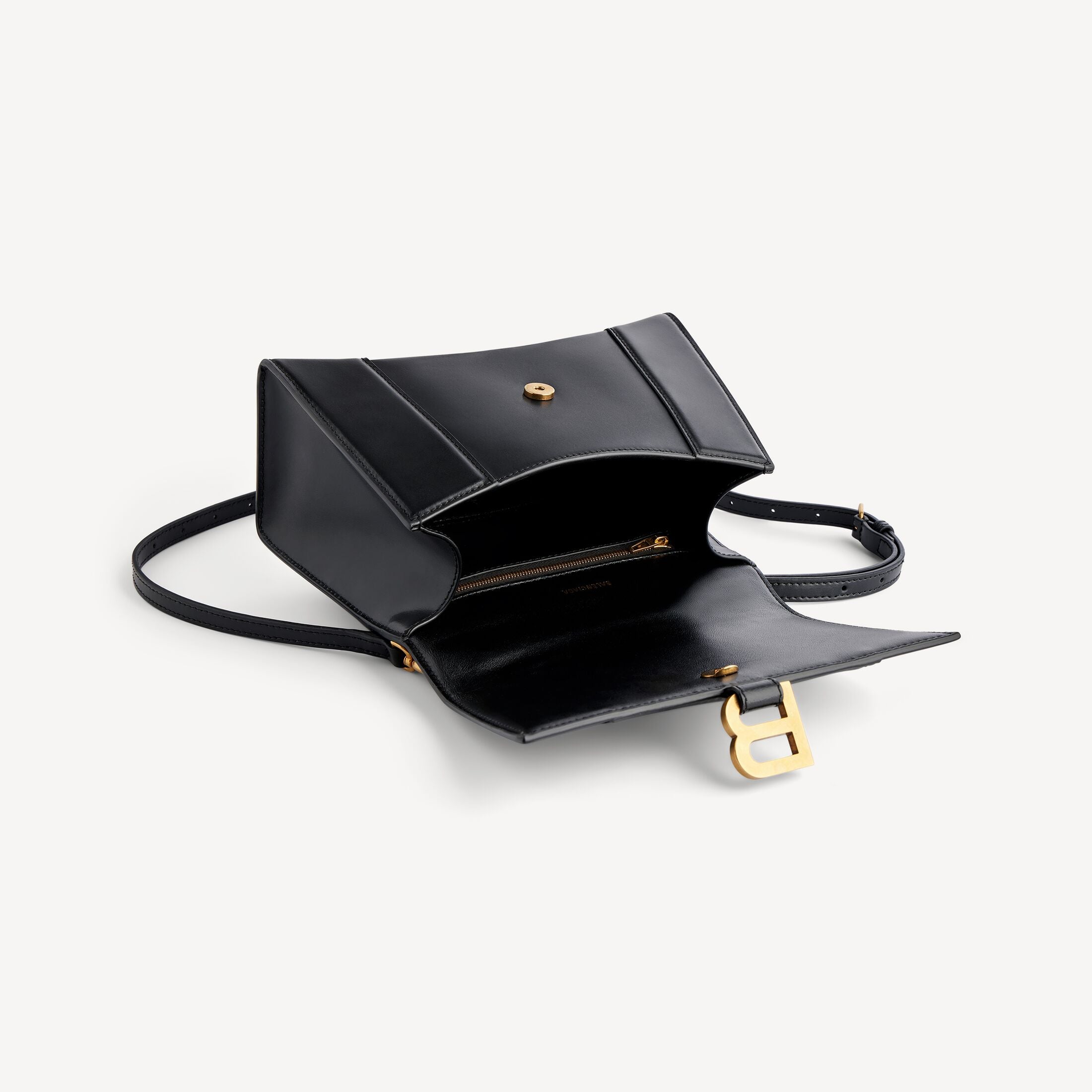 Balenciaga Hourglass Small Handbag in Black Shiny Box Calfskin