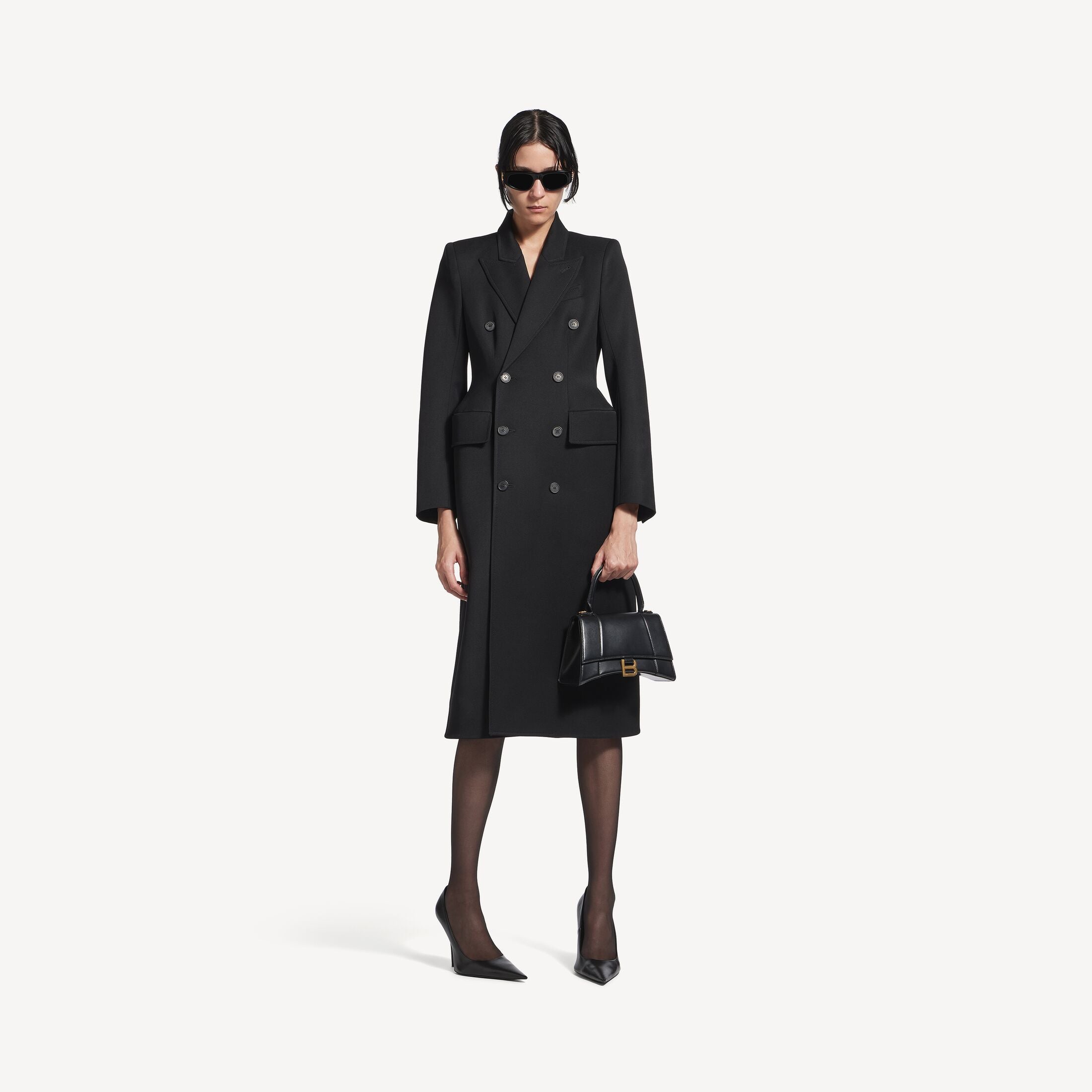 Balenciaga Hourglass Small Handbag in Black Shiny Box Calfskin