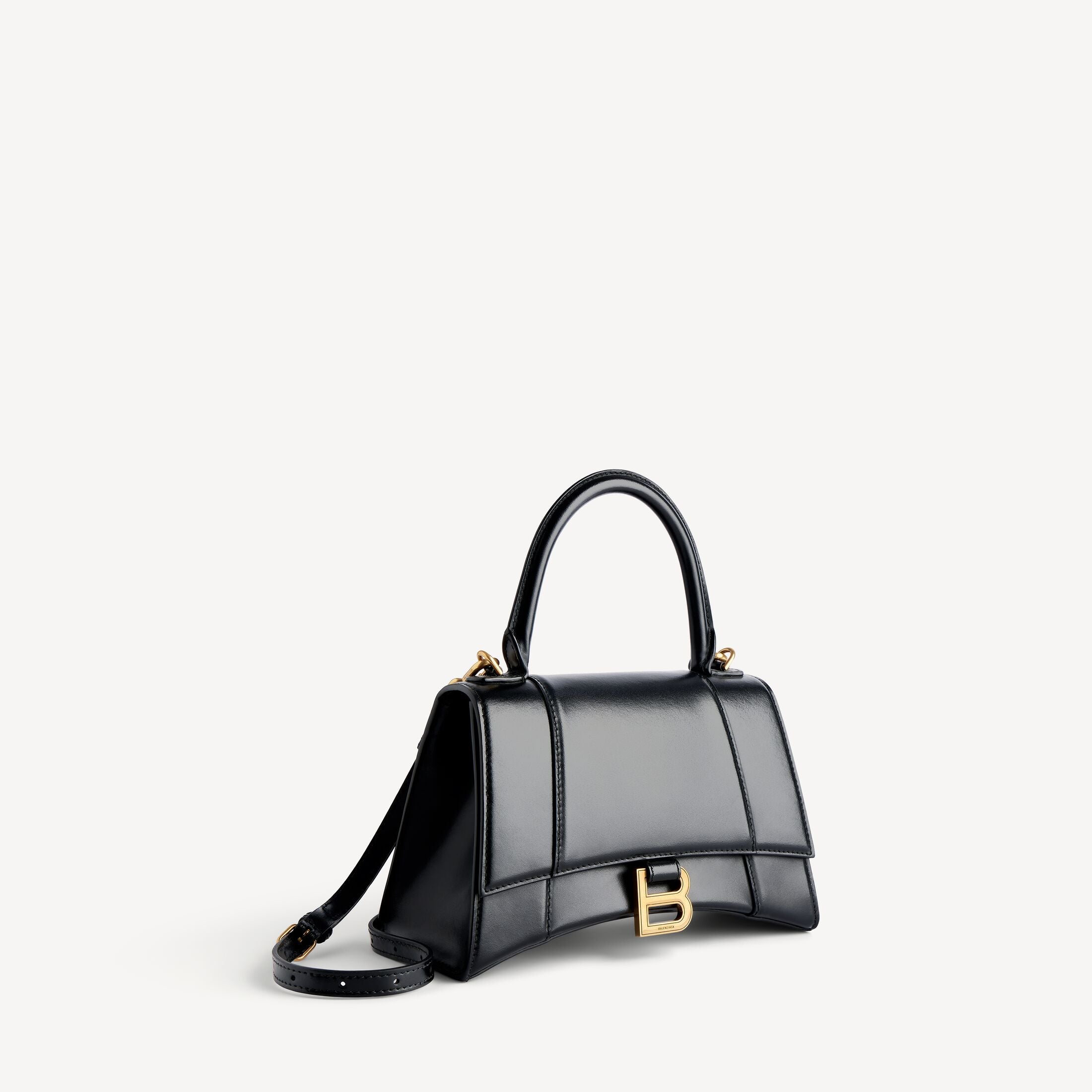 Balenciaga Hourglass Small Handbag in Black Shiny Box Calfskin