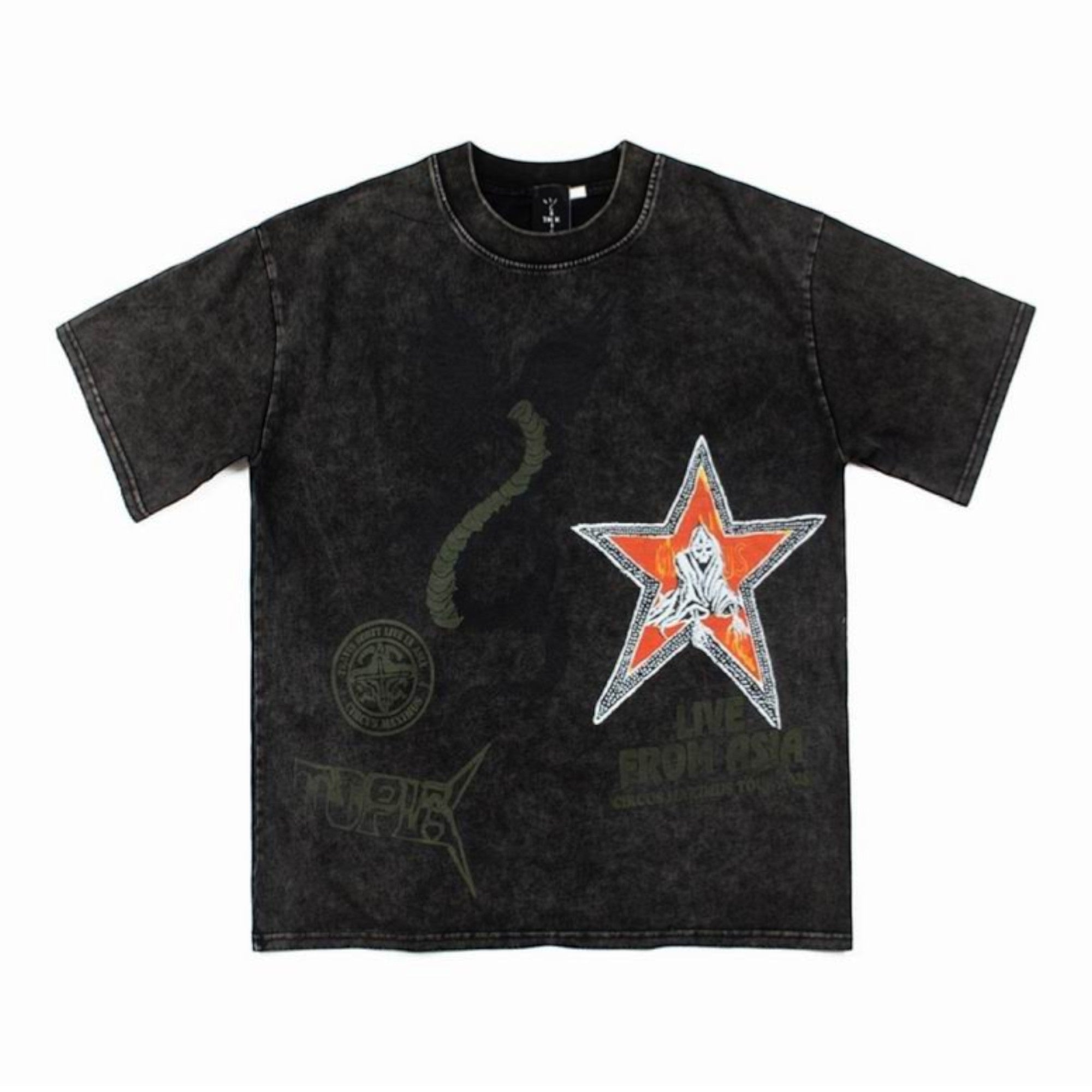 Star Graphic T-Shirt Stained Black