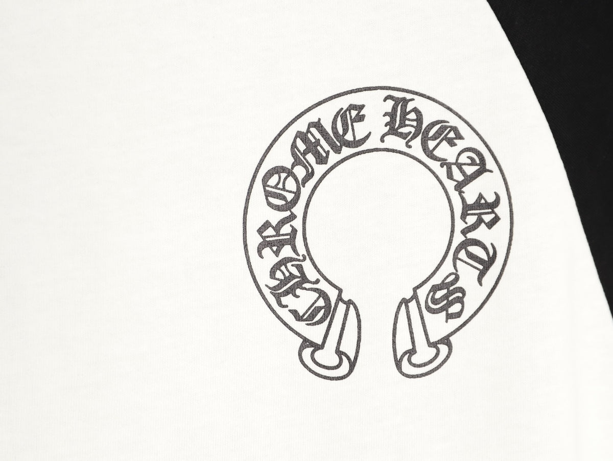 Horseshoe Baseball Long Sleeve T-Shirt White & Black