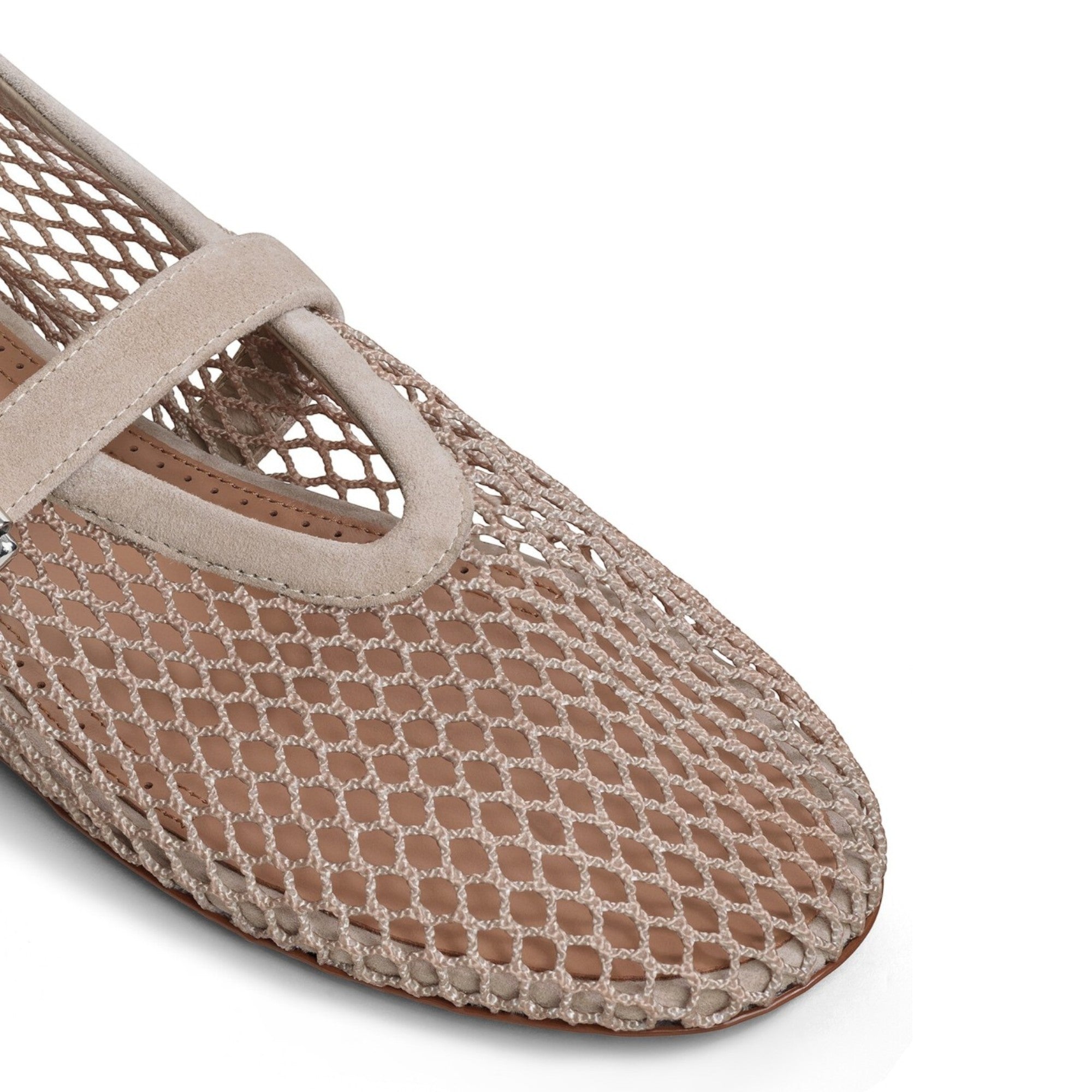 Fishnet Mary Jane Ballerinas Beige