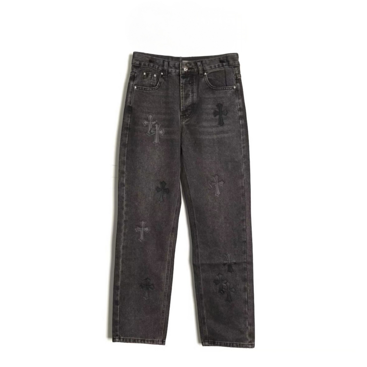 Tonal Cross Patch Denim Jeans Black Wash