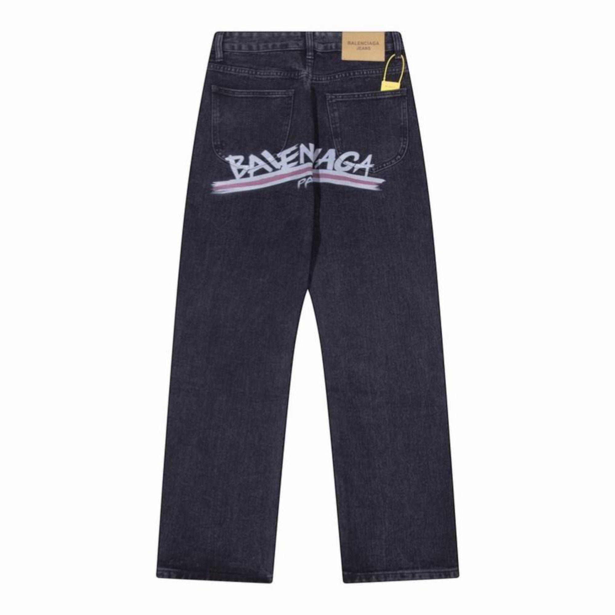 Logo Graphic Baggy Jeans Stained Black