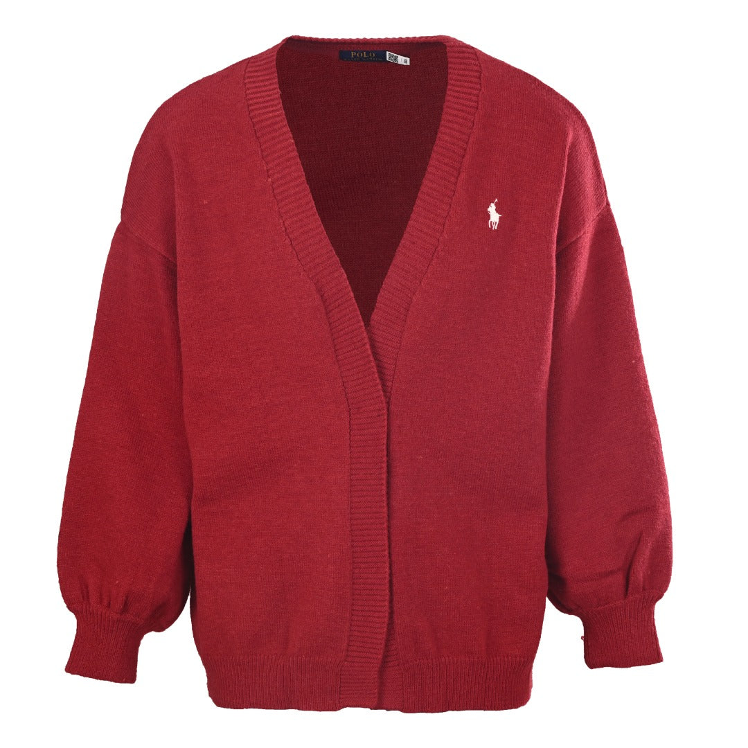 V-Neck Knit Cardigan Red