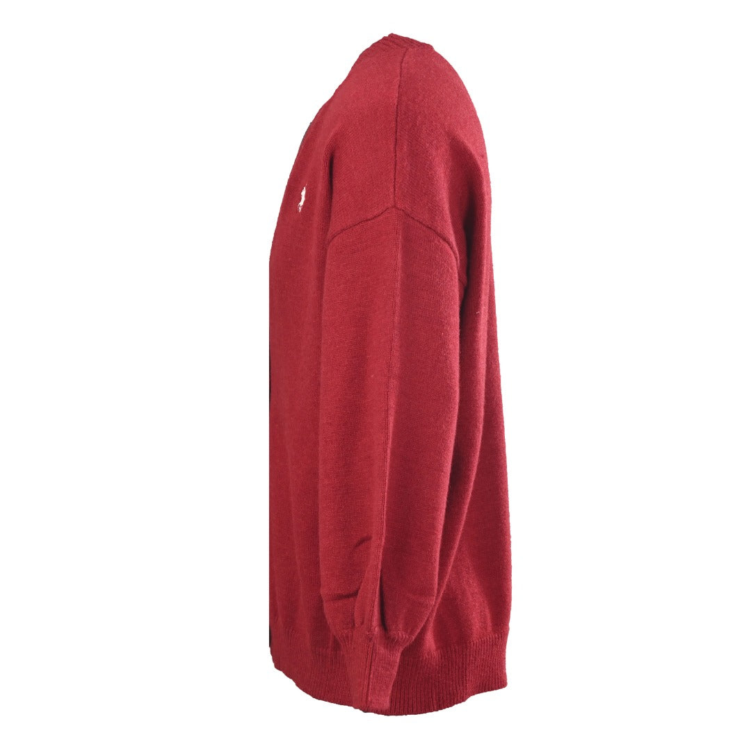 V-Neck Knit Cardigan Red