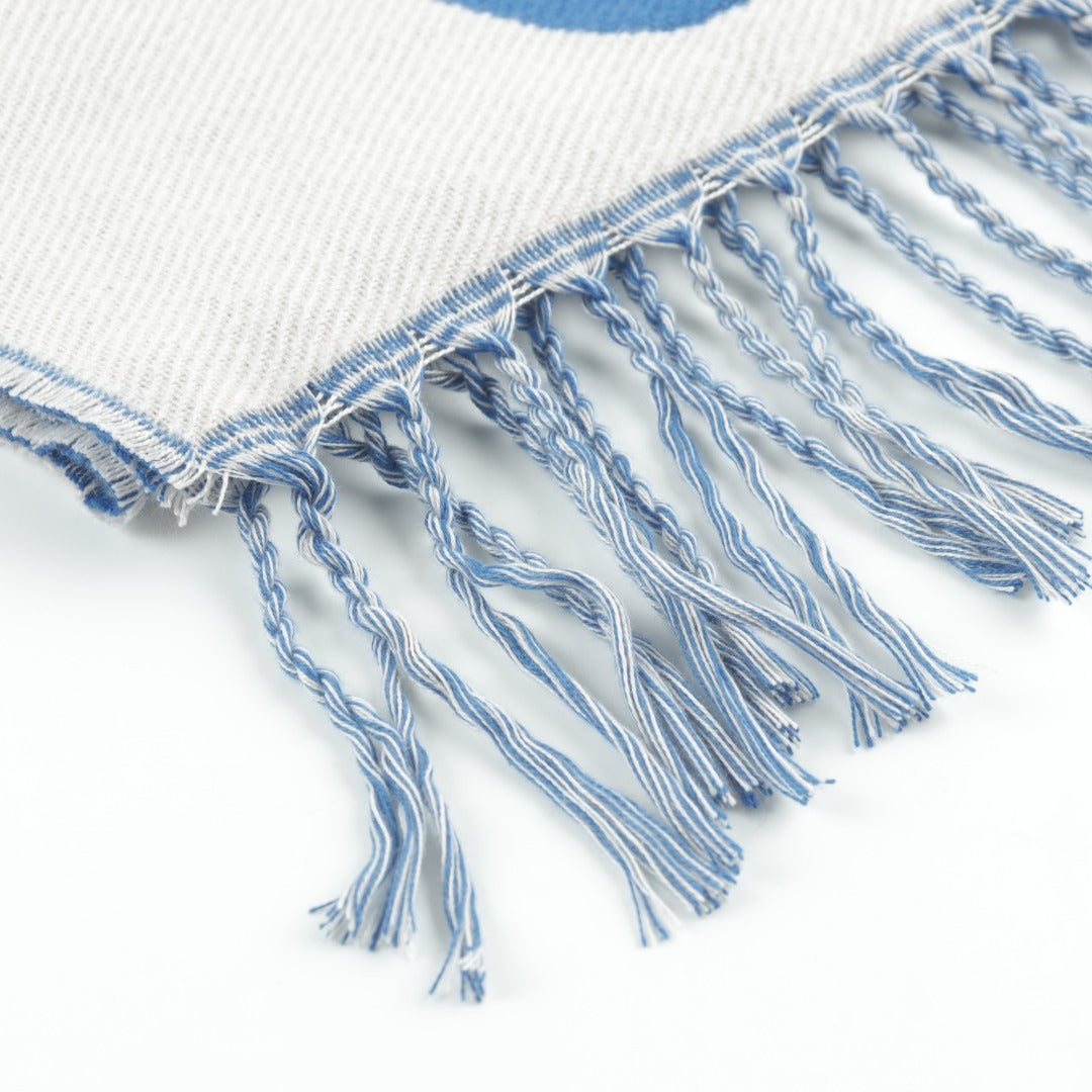 Graphic Typography Knit White Blue