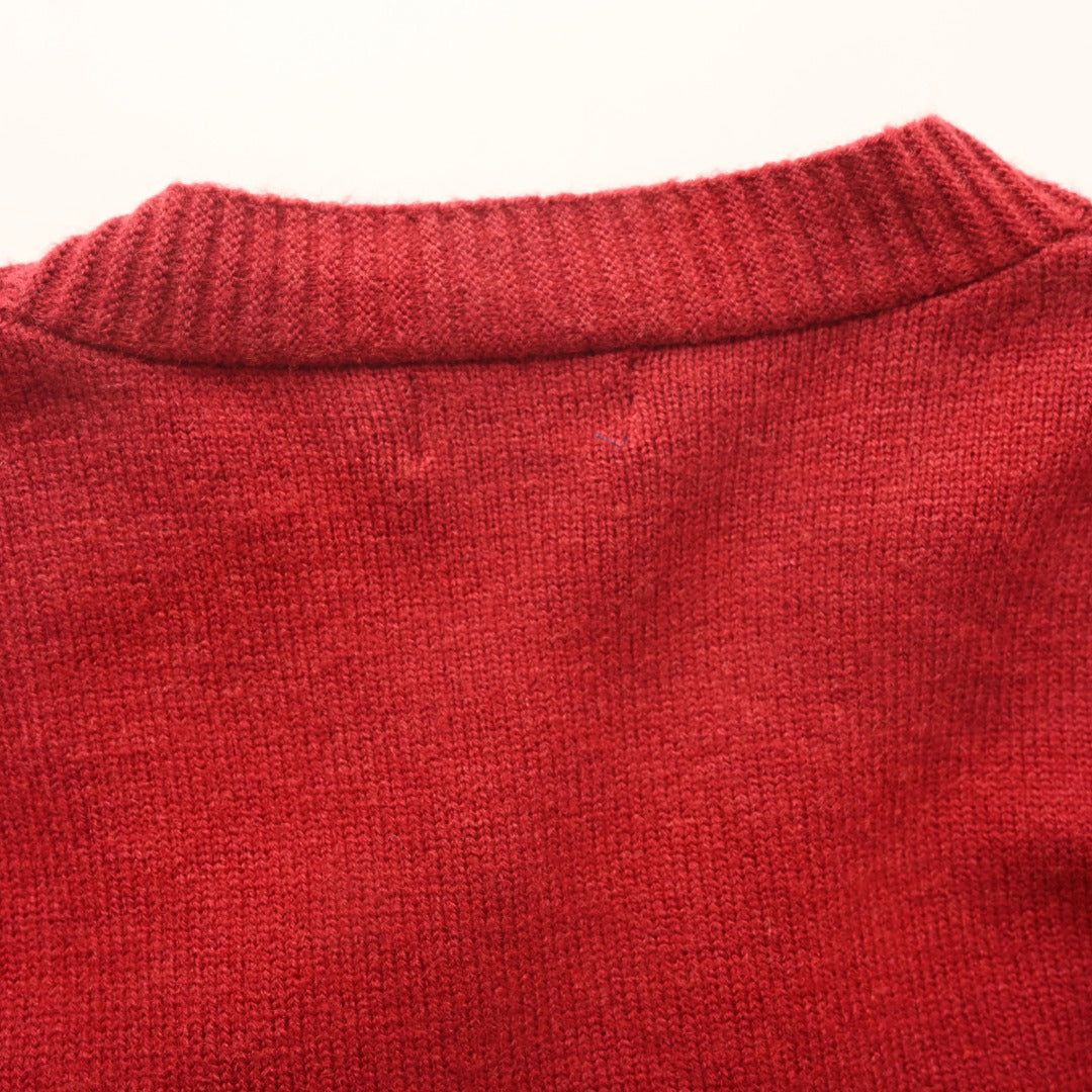 V-Neck Knit Cardigan Red