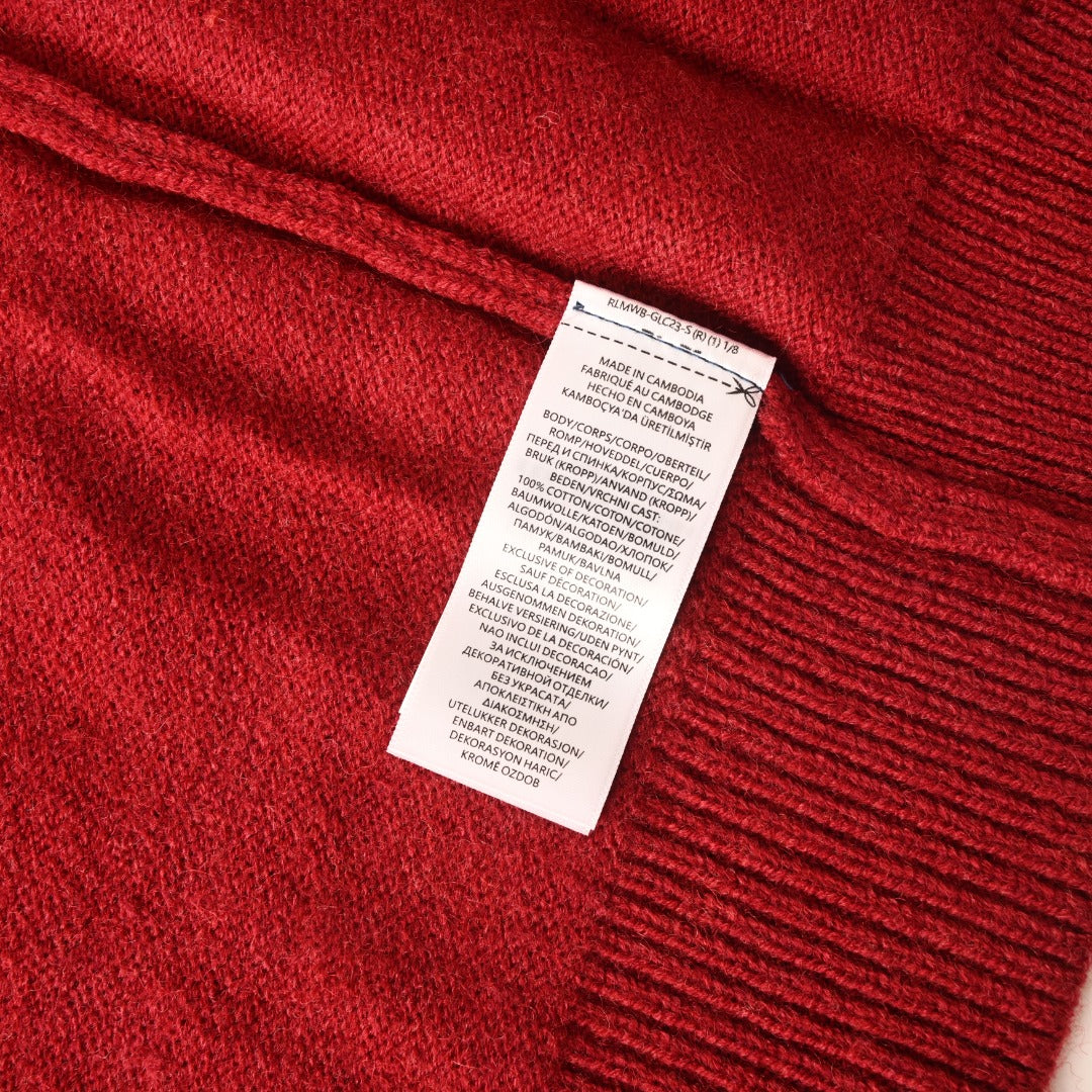 V-Neck Knit Cardigan Red