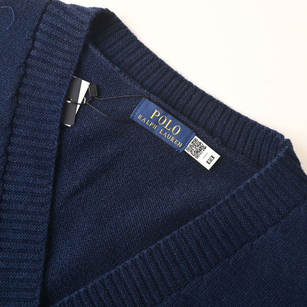 Relaxed V-Neck Cardigan Navy Blue